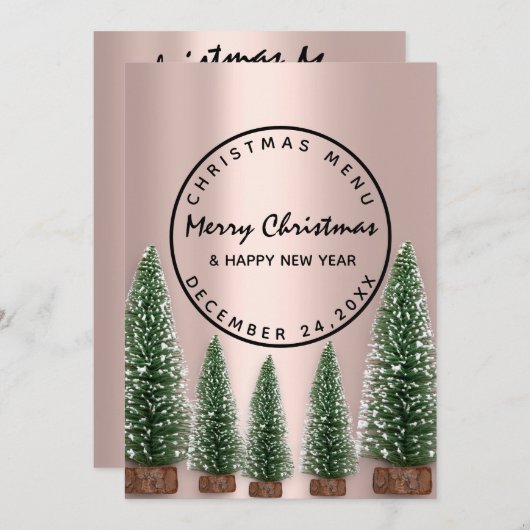 Roos kerstfeestdag wintermenu Groen Menu (Voorkant / Achterkant)
