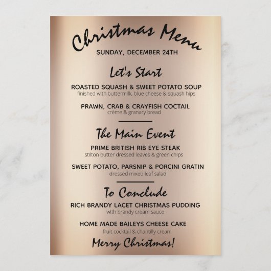 Roos kerstmis winterfeestdag wintermenu Wreater Menu (Achterkant)