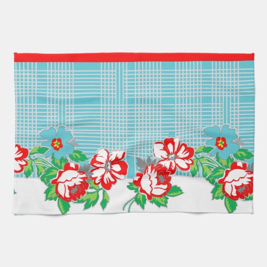 Roos keukenhanddoek (Horizontaal)