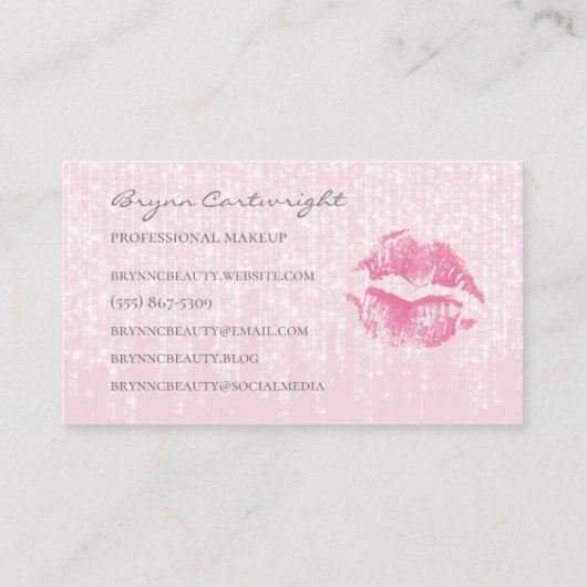 Roos Kiss Lips met subtiele Twinkle Lights make-up Visitekaartje (Achterkant)