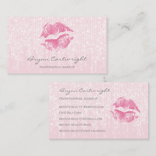 Roos Kiss Lips met subtiele Twinkle Lights make-up Visitekaartje (Voorkant / Achterkant)