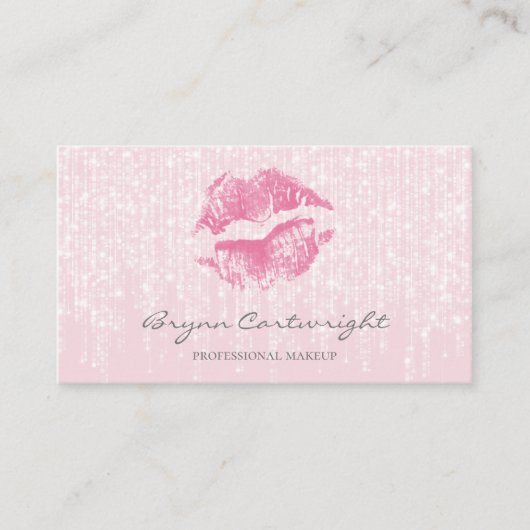 Roos Kiss Lips met subtiele Twinkle Lights make-up Visitekaartje (Voorkant)