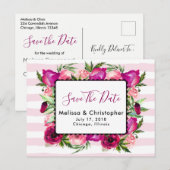 Roos & Klaproos Bloemenboeket Huwelijk Bewaar De D Aankondigingskaart (Voorkant / Achterkant)