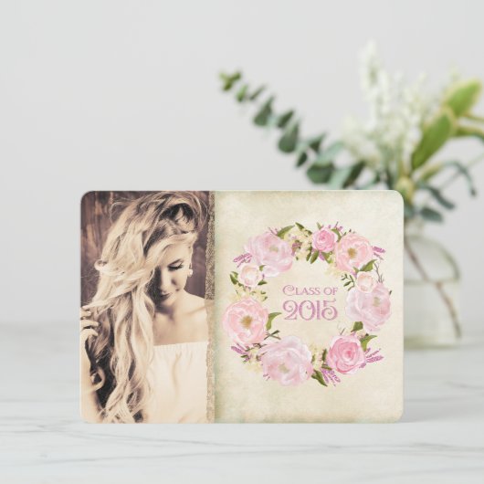  Roos Klasse van 2015 Afstuderen Kaart (Staand voorkant)