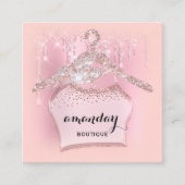 Roos Kleding bedreigde Mode Roze Drip QR Vierkante Visitekaartje (Voorkant)