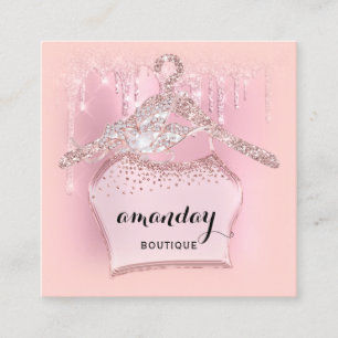Roos Kleding bedreigde Mode Roze Drip QR Vierkante Visitekaartje