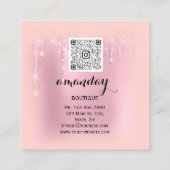 Roos Kleding bedreigde Mode Roze Drip QR Vierkante Visitekaartje (Achterkant)