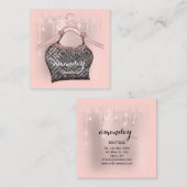 Roos Kleding bedreigde Mode Winkel glittergreep Vierkante Visitekaartje (Voorkant / Achterkant)