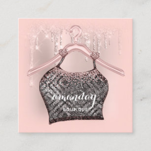 Roos Kleding bedreigde Mode Winkel glittergreep Vierkante Visitekaartje