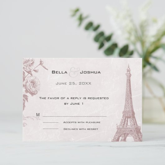  Roos Kleur Eiffeltoren RSVP (Staand voorkant)