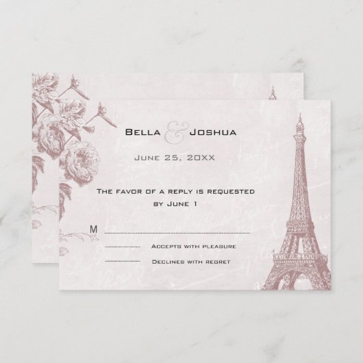  Roos Kleur Eiffeltoren RSVP (Voorkant / Achterkant)
