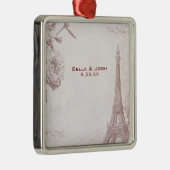 Roos Kleur Eiffeltoren Weddenschap Metalen Ornament (Rechts)