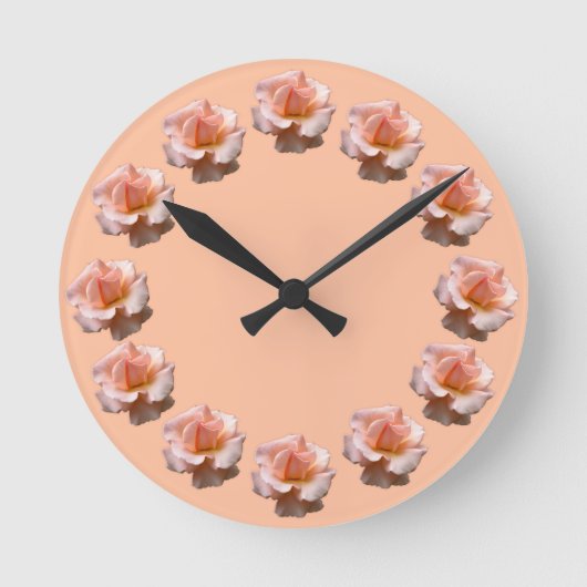 Roos Klok Wildrose Wall Klock Peach Roos Clock (Voorkant)