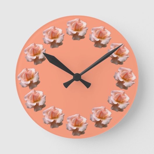 Roos Klok Wildrose Wall Klock Peach Roos Clock (Voorkant)