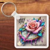 roos kompas: een symbool van liefde en gelukzaligh sleutelhanger (Voorkant)