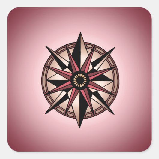 roos kompasster vierkante sticker (Voorkant)