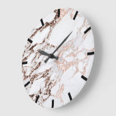 Roos koper Gold Carrara Marble Black White Stone Grote Klok (Hoek)