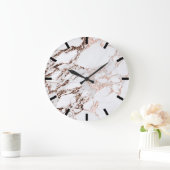 Roos koper Gold Carrara Marble Black White Stone Grote Klok (Huis)