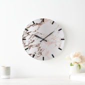 Roos koper Gold Carrara Marble Grey Stone Grote Klok (Huis)