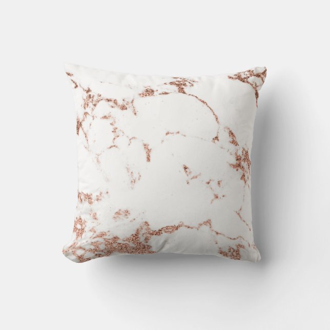 Roos Kopergoud Glitter Marble Grey Glitter Kussen (Voorkant)
