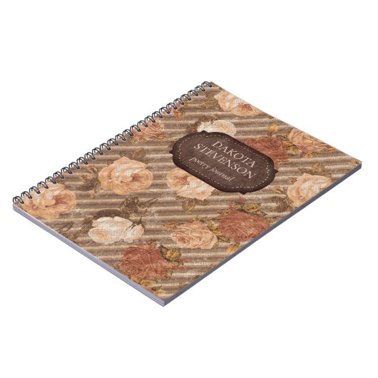  Roos koperschuimsteen | Rustige lederen poëzie Notitieboek (Linkerzijde)