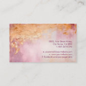 Roos Koraal Waterverf en Goud Abstract Visitekaartje (Achterkant)