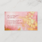 Roos Koraal Waterverf en Goud Abstract Visitekaartje (Achterkant)