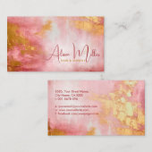 Roos Koraal Waterverf en Goud Abstract Visitekaartje (Voorkant / Achterkant)