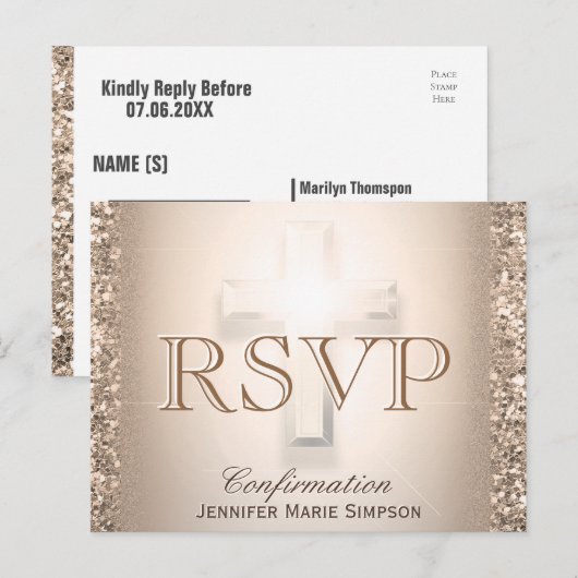 Roos kruis | RSVP Uitnodiging Briefkaart (Voorkant / Achterkant)