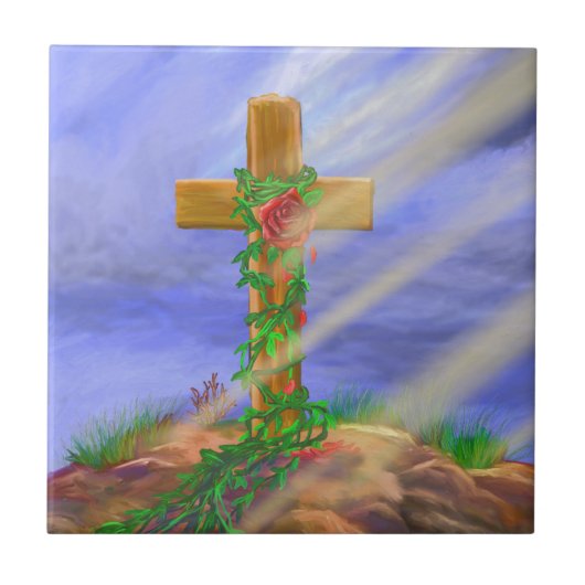 Roos kruis tegeltje (Voorkant)