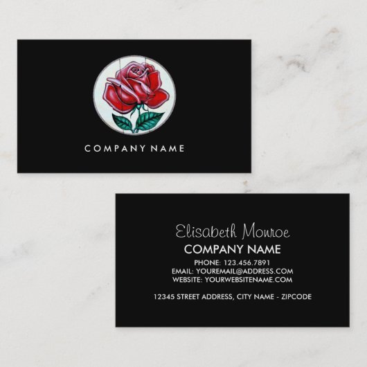 Roos Kunst, bloemenborst Visitekaartje (Voorkant / Achterkant)