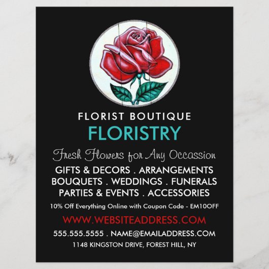 Roos Kunst, Florist, bloemenborst Adverteren Flyer (Voorkant)