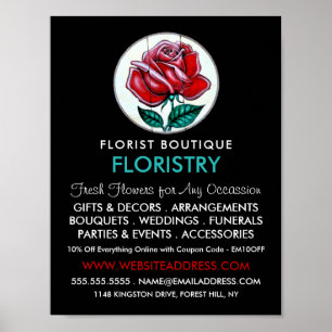 Roos Kunst, Florist, bloemenborst Adverteren Poster