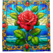 Roos Kunstwerk Douchegordijn (Voorkant)