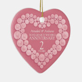 Roos Kwarts 2e bruiloft Jubileum hartroze Keramisch Ornament (Rechts)