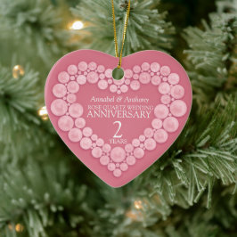 Roos Kwarts 2e bruiloft Jubileum hartroze Keramisch Ornament