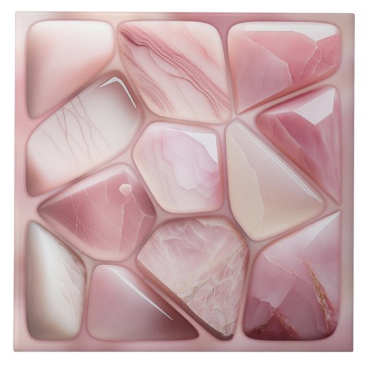 Roos kwarts Abstracte cellulaire kunst Tegeltje (Voorkant)