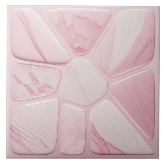 Roos kwarts bloem Abstracte cellulaire kunst Tegeltje (Voorkant)