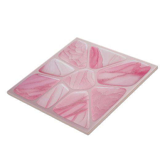 Roos kwarts bloem Abstracte cellulaire kunst Tegeltje (Zijkant)