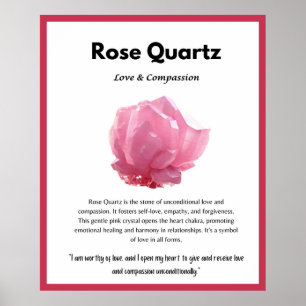 Roos Kwarts Crystal Betekenis Kaart Poster
