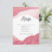 Roos kwarts en Blush Strata Agate Stone Wedding RSVP Kaartje (Staand voorkant)