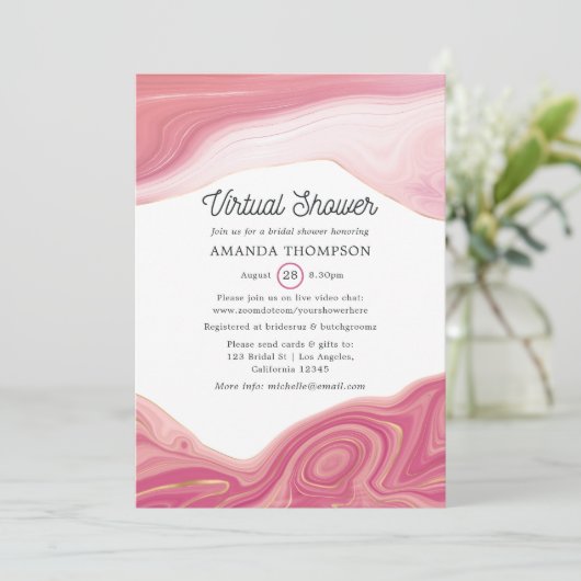 Roos kwarts en Blush Strata Virtual Shower Kaart (Staand voorkant)
