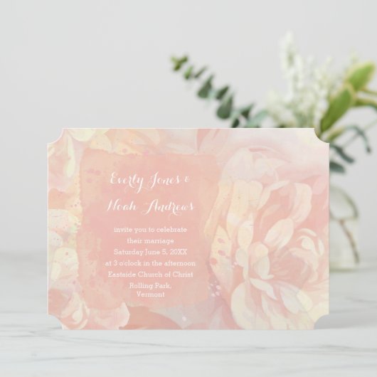 Roos Kwarts en koraalrif Waterverf bruiloft Kaart (Staand voorkant)