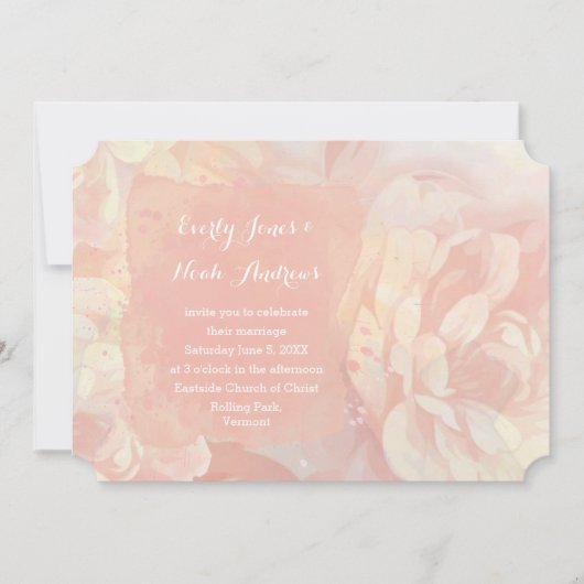 Roos Kwarts en koraalrif Waterverf bruiloft Kaart (Voorkant)