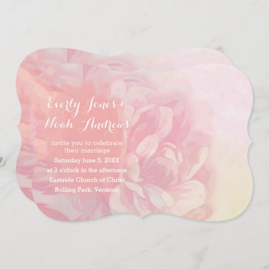 Roos kwarts en lavender Waterverf Wedding Kaart (Voorkant / Achterkant)