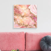 Roos kwarts en pastelroze marmer canvas afdruk (Insitu (Woonkamer))