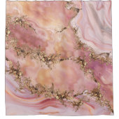 Roos kwarts en pastelroze marmer douchegordijn (Voorkant)