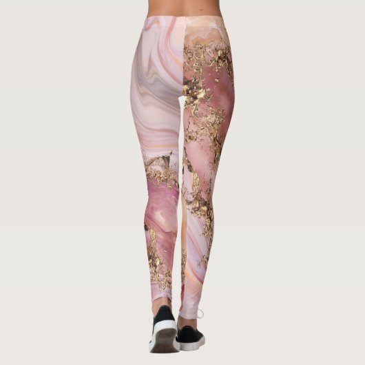 Roos kwarts en pastelroze marmer leggings (Achterkant)