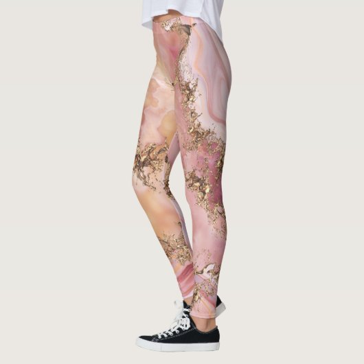 Roos kwarts en pastelroze marmer leggings (Links)