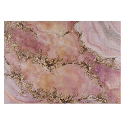 Roos kwarts en pastelroze marmer snijplank (Voorkant)